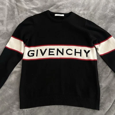 Suéter Givenchy Paris Deletrear Lana Blanco y Negro Para Hombre Talla Pequeña Auténtico Foto 1 de 4