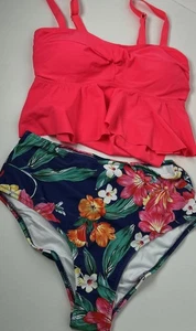 Beachsissi Tankini Damen Badeanzug rosa / Blumenpolster - Größe S - Bild 1 von 7