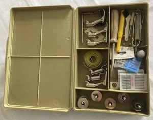BERNINA ACCESSORY BOX WITH 6 FEET, 6 SPOOLS, EDGE, NEEDLES & OTHER ACCESSORIES - Picture 1 of 13