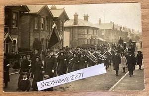 RP MARCHING BAND POSS SALVATION ARMY BOSCOMBE PHOTOGRAPHER BOURNEMOUTH C1910 ? - Picture 1 of 2