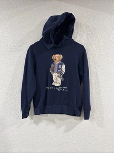 Polo Ralph Lauren Boys Blue Captain Yacht Bear Hoodie Pullover Size L 14-16 - Picture 1 of 7