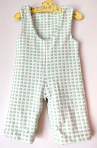 Vtg Healthex Stantogs Permanently Pressed Bibs~Green & White Plaid Check~3 Mos - Picture 1 of 17