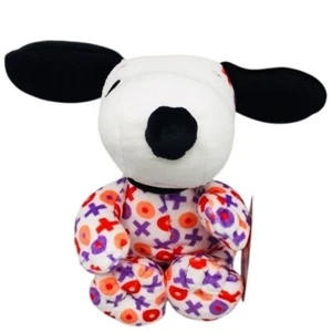 Peanuts Snoopy X’s & O’s Valentine Floppy Plush 8 1/2" Hallmark White Purple - Picture 1 of 7