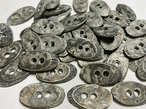Metal Oval Wood Log Shape Button Accessory Distressed Silver Finish 1-1/8" - Picture 1 of 3