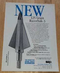 Vintage neue Bogenschießen Produkte NAP Razorbak - 3 Original Magazin Werbung - Bild 1 von 1