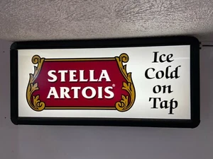 Stella Artois beleuchtetes Schild 30"" x 14"" x 5 1/2"" --- funktioniert - Bild 1 von 10