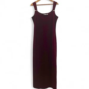 Vintage Fashion Bug Velvet Maxi Dress Size 16 Burgundy Whimsigoth 90s Prom - Picture 1 of 13