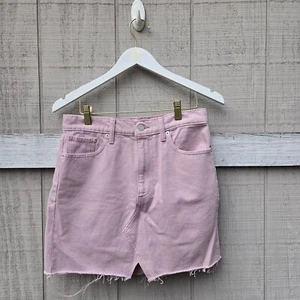 NEW Lucky Brand Pink Jean High Waisted Old Favorite Mini Skirt 2 - Picture 1 of 9