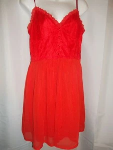 Kurzes Nachthemd Kleid Damen Größe S/M rot Spitze sexy gefüttert Korsett - Bild 1 von 8