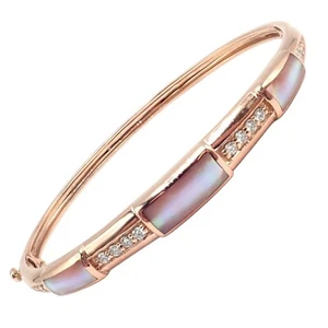Authentic! Kabana 14k Rose Gold Diamond Mother of Pearl Bangle Bracelet - Picture 1 of 16