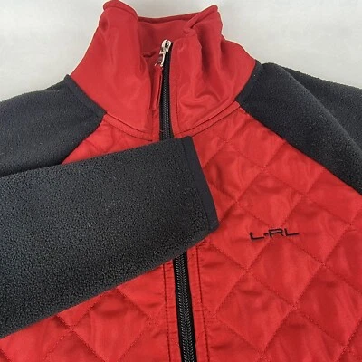 Chaqueta Abrigo Lauren Ralph Lauren Mujer XS Polar Rojo Negro Bolsillos con Cremallera Completa Foto 1 de 4