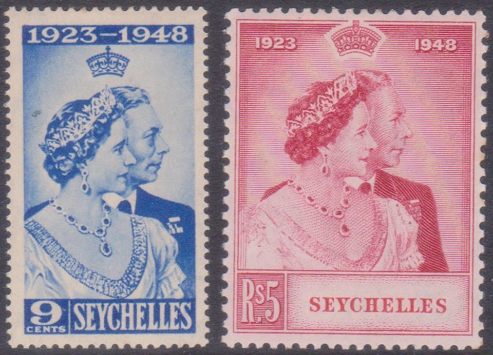 (F288-70) 1948 Seychelles Juego de 2 sellos Plata Boda MH (BT) (TD17TD17TD17) Foto 1 de 1