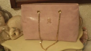 ITALIAN PINK FULL GRAIN LEATHER HANDBAG *2 GOLDEN CHAINS*L*HANDMADE - Picture 1 of 8