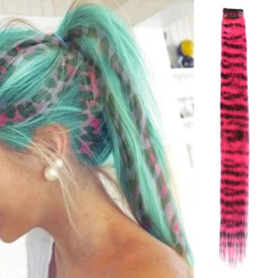 Extensiones de cabello con estampado de leopardo de fibra sintética de 18" de 5 piezas Foto 1 de 4