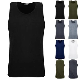 Mens Vest Plain Summer Cotton Tank Sleeveless Training Gym Sports Vests Jog Top - Picture 1 of 13