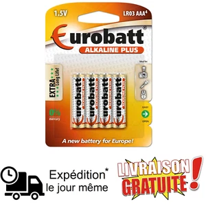 4 Piles alcalines LR03/R3 - AAA – 1,5V Eurobatt alcalines plus en blister