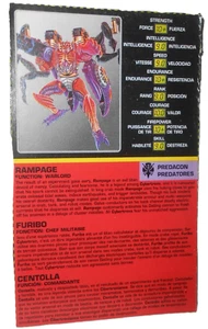 Transformers Beast Wars 1997 RAMPAGE File Card Tech Specs Canada French crab - Picture 1 of 1