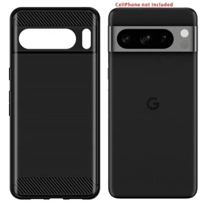 Funda protectora flexible negra suave de fibra de carbono de silicona para Google Pixel 8 Pro - Imagen 1 de 2