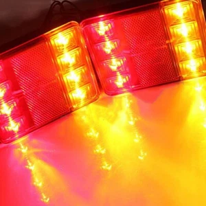2X 24V Rear Stop LED Lights Tail Brake Indicator Lamp Van Trailer Truck Light - Picture 1 of 11