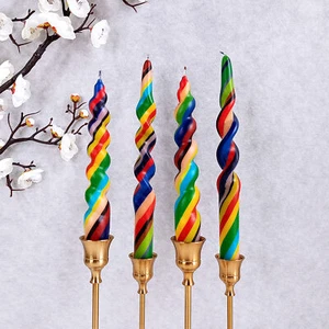 4 Pack Rainbow Printed Taper Candles- 9.8"/7.5" Unscented Spiral Dinner Candle - Bild 1 von 9