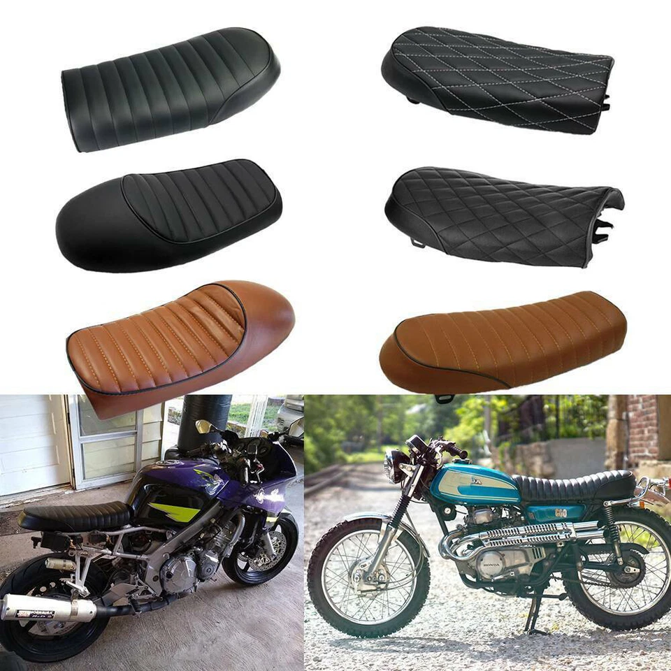 Black Vintage Cafe Racer Flat&Hump Saddle Seat For Honda CB 750 650 550 450 400 - Imagem 1 de 3
