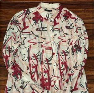 INC International Concepts Graffiti Print Mens Long Sleeve Button Down Shirt NWT - Picture 1 of 2