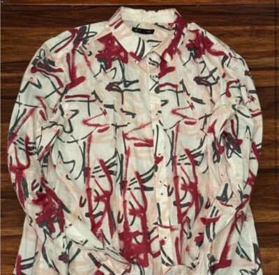 INC International Concepts Graffiti Print Mens Long Sleeve Button Down Shirt NWT - Image 1 of 2
