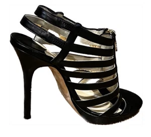 Jimmy Choo schwarze Leder-Sandalen Glenys Gladiator Stilettoabsatz Größe 37/7 – gebraucht, in einwandfreiem Zustand - Bild 1 von 12