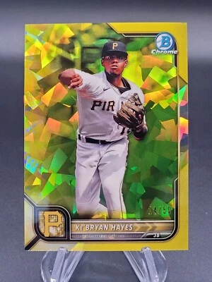 2022 Bowman Chrome Sapphire Yellow Ke'Bryan Hayes #49 /50 Pirates Gold - Image 1 of 3
