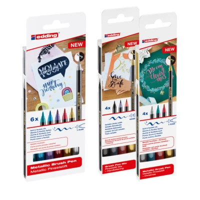 edding 1340 Pinselstift Metallic Brushpens Fasermaler Sets farblich sortiert - Bild 1 von 4