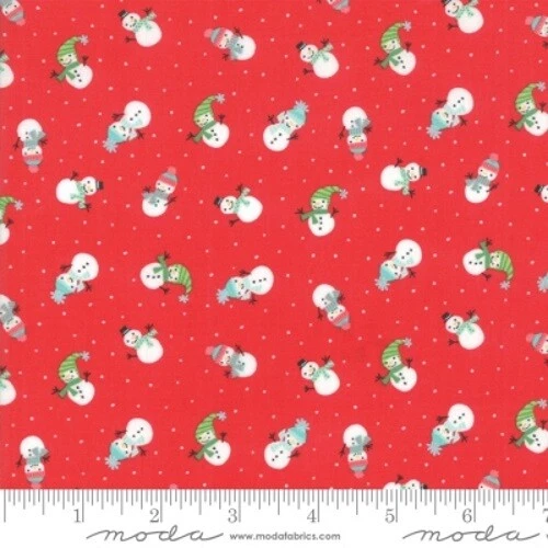   Moda Snow Day by Stacy Iest Hsu 20634 12 Red Lil' Snowmen Toss Cotton - Image 1 of 1