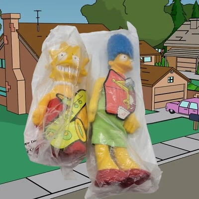 Muñecas de peluche Burger King de Los Simpson de colección 1990 Marge Lisa nuevas selladas Foto 1 de 3