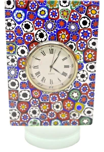Italian Murano Ragazzi Millefiori Art Glass Desk-Table Top Quartz Clock - Picture 1 of 7