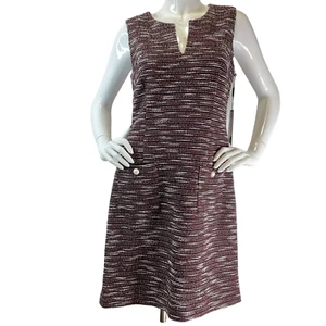 Karl Lagerfeld Paris Dress Womens Size 8 Maroon Black Tweed Sleeveless Zip Nwt - Picture 1 of 9