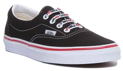 VANS CLASSIC Era Corazón Clásico Cordones Zapatillas Negras Blanco Mujer GB 3-8 - Imagen 1 de 4