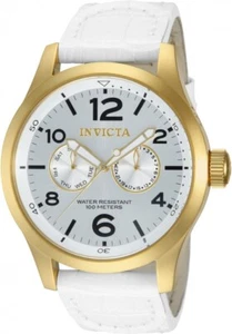 Reloj de cuero blanco Invicta 12174 Specialty cuarzo 48 mm esfera tono plata para hombre - Imagen 1 de 5