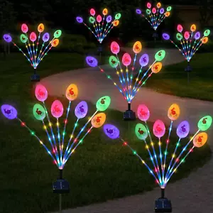 Solar Easter Decorations Outdoor Stake Lights, 2 Packs 16LED Solar Egg Lights fo - Picture 1 of 12