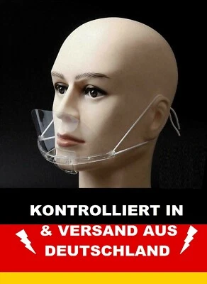 MARKENLOS Mund Nasen Visier transparent Gesichtsmaske Gesichtsschutz Gesichtsvisier Neu