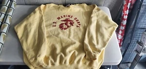 Vintage 90er USMC Sweatshirt Herren XL kurz gelb Raglan Marine Corps Militär - Bild 1 von 3