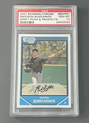 Bowman Chrome Draft Picks Madison Bumgarner 2007 RC PSA 10  Foto 1 de 2