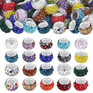 120Pcs Large Hole Beads Rhinestone European Beads for Bracelet Jewelry Making... - Picture 1 of 6