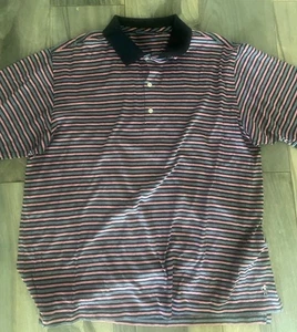 Bobby Jones Polo Shrit Mens L Blue/pink stripe Golf Short Sleeve - Picture 1 of 5