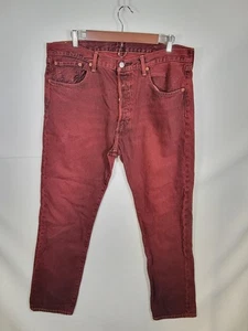 Levis 501 CT Jeans Herren 38x32 Burgund Denim Button Fly Tapered Leg Slim Fit - Bild 1 von 7