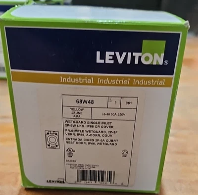 Leviton 68W48 30 Amp 250 Volt NEMA L6-30 2P 3W IP66 Rated Cover Grounding - Image 1 of 4