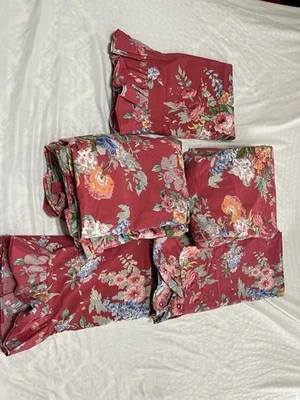 5 Pc Ralph Lauren Fuschia Beach House FLAT FITTED Sheet Pillowcases Cottagecore - Image 1 of 4