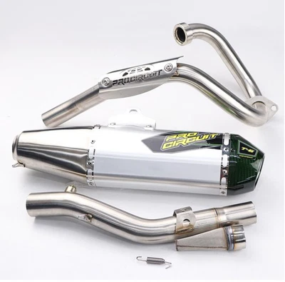 Racing Full System Exhaust Pipe Kit Carbon Green Pro KAWASAKI KLX230 KLX230L - Image 1 of 4
