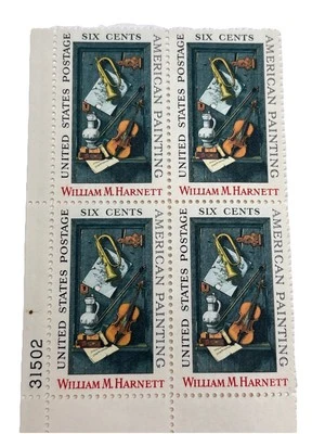 Us Stamp Scott #1386...1969 6c William M. Harnett Plate Block of 4 MNH - Image 1 of 4