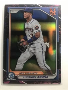 Luisangel Acuna 2024 Bowman Chrome FUCHSIA LUNAR REFRACTOR SP METS NICE - Picture 1 of 2