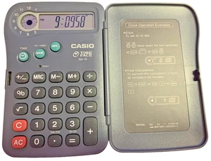Calculadora de tiempo de bolsillo Casio QA-10 Time Face de colección - Imagen 1 de 5