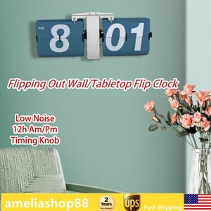 Retro Style Wall & Tabletop Flip Clock - Classic Mechanical - Digital Display - Picture 1 of 13